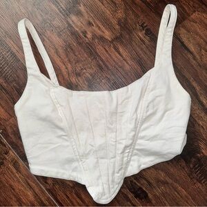 Zara white denim corset crop top